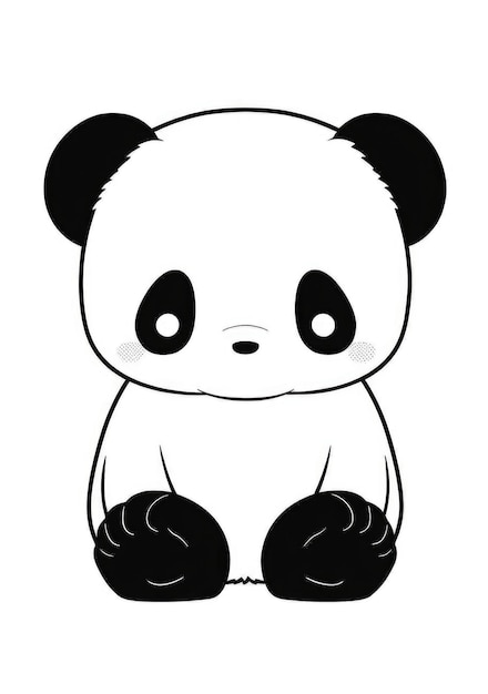 cute panda coloring page on A4 paper