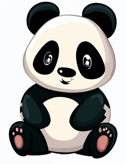 Photo cute panda eating bamboo illustration