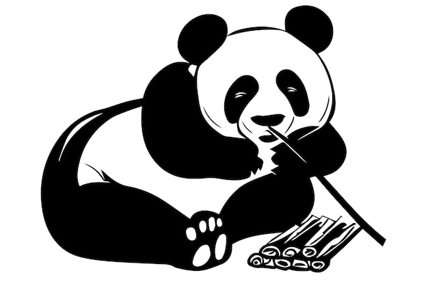 cute panda eating memory illustration