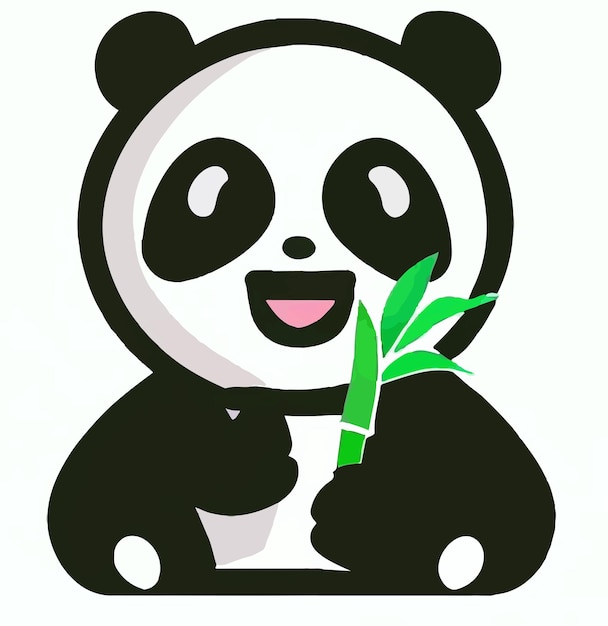 cute panda eating memory illustration