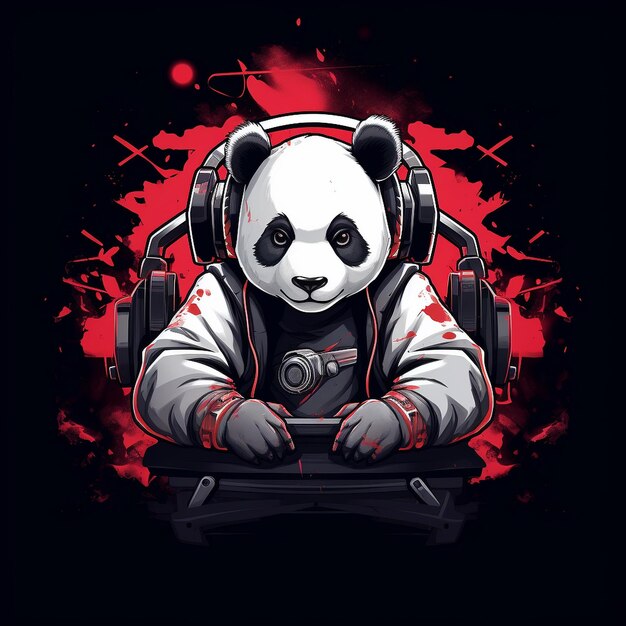 cute panda illustration gameing