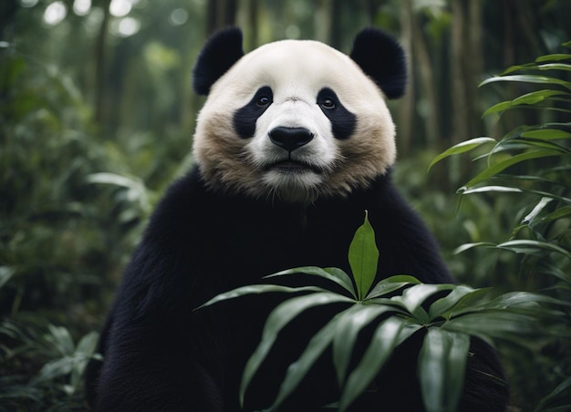 Photo a cute panda in jungle