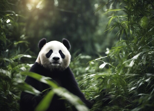 Foto un panda carino nella giungla