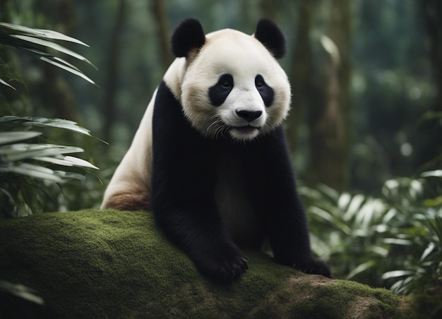 A cute panda in jungle