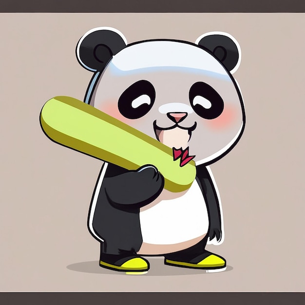 Foto panda carino gioca skateboard icona vettoriale illustrazione panda mascotte personaggio di cartone animato animale icona concetto bianco isolato