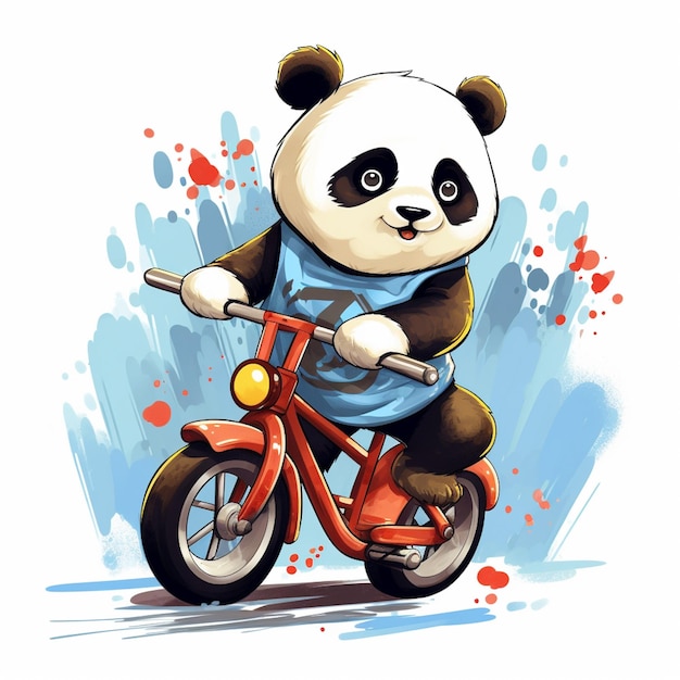 cute panda riding a motorcycle cartoon design