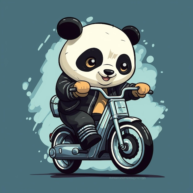 cute panda riding a motorcycle cartoon design