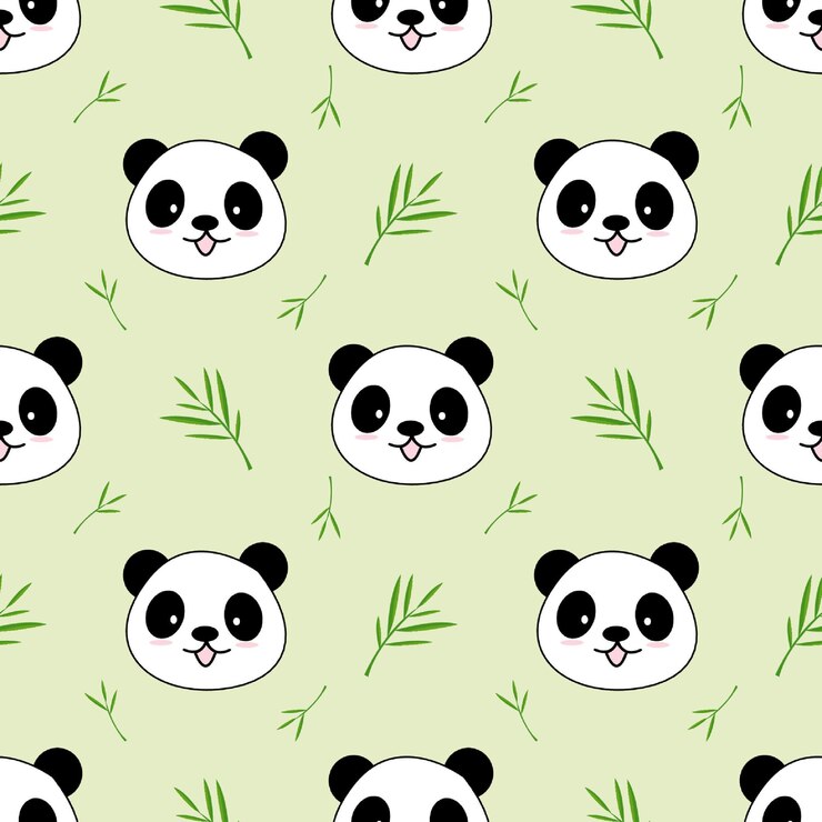 Photo cute panda seamless pattern background cartoon panda bears vector illustration creative kids