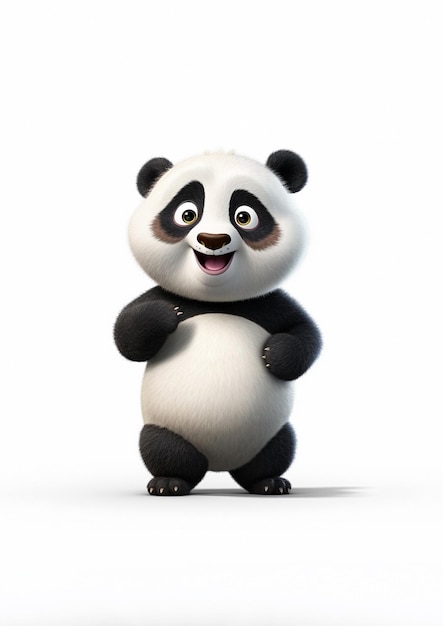 Cute panda standing with a happy face isolated on a white background illustration animation style