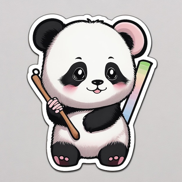 Photo a cute panda stickers photo ai generated