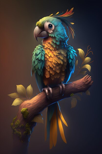 cute parrot in nature scene. ai generated