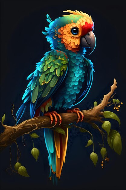 cute parrot in nature scene. ai generated