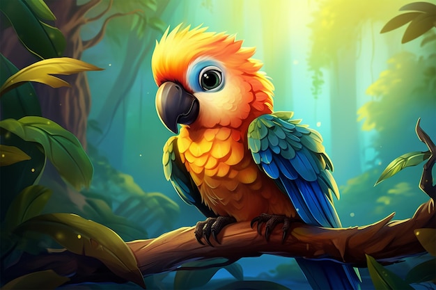 Cute parrot in nature scene