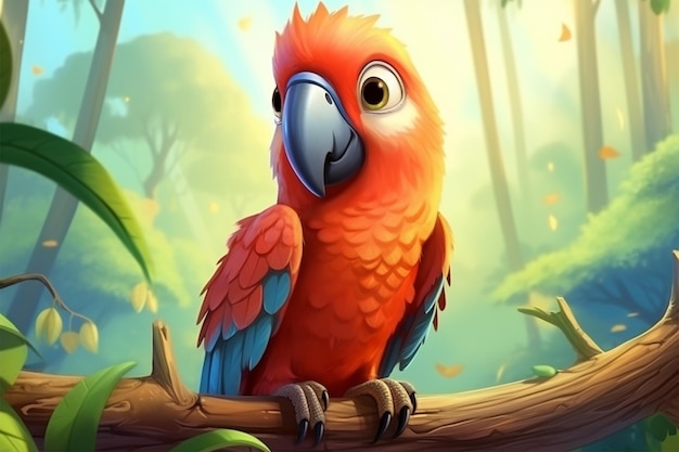 Cute parrot in nature scene