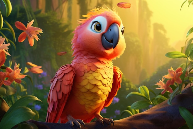 Cute parrot in nature scene