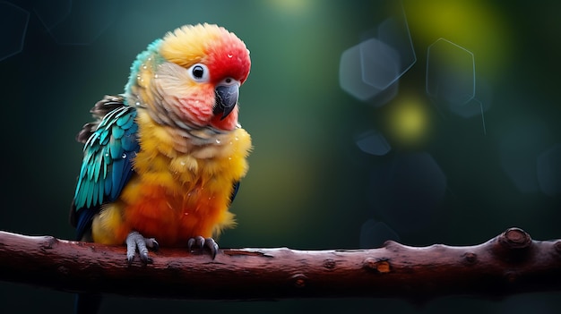 Cute parrot on tree branch