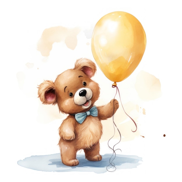 Cute party puppy with air balloons Funny positive and festive sketch for poster banner print