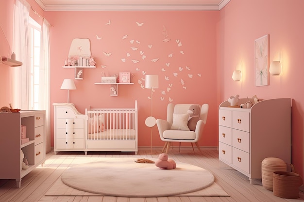 cute pastel baby room with crib AI Generated