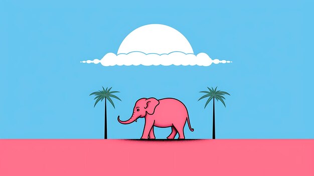 Photo cute pastel cartoon elephant jungle animal background copy space