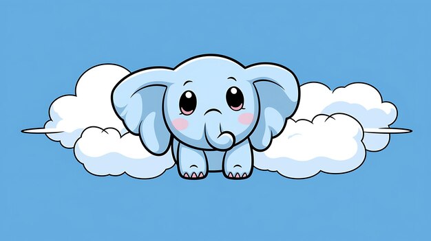 Cute pastel cartoon elephant Jungle Animal background copy space