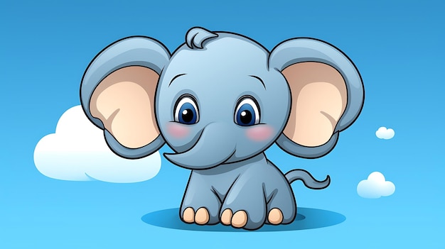 Photo cute pastel cartoon elephant jungle animal background copy space