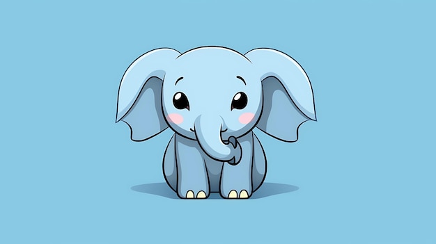 Cute pastel cartoon elephant Jungle Animal background copy space