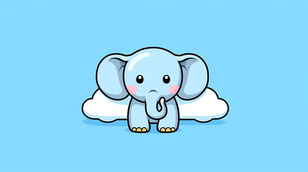 Cute pastel cartoon elephant Jungle Animal background copy space