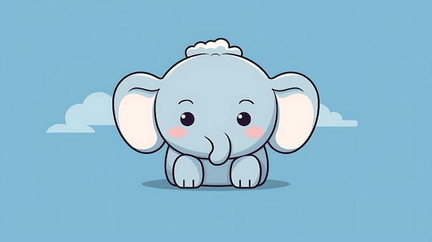 Cute pastel cartoon elephant Jungle Animal background copy space