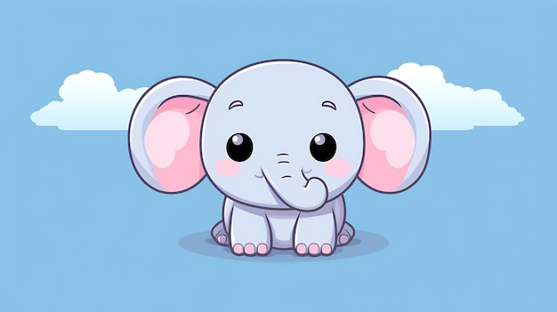 Photo cute pastel cartoon elephant jungle animal background copy space