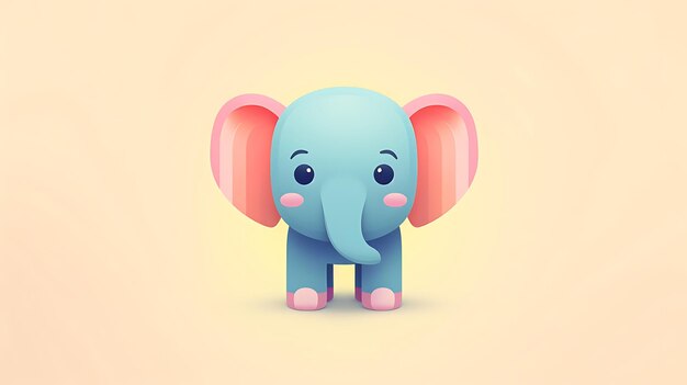 Cute pastel cartoon elephant Jungle Animal background copy space