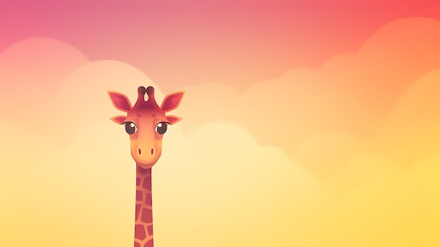 Милый пастельный мультфильм жираф Животный фон