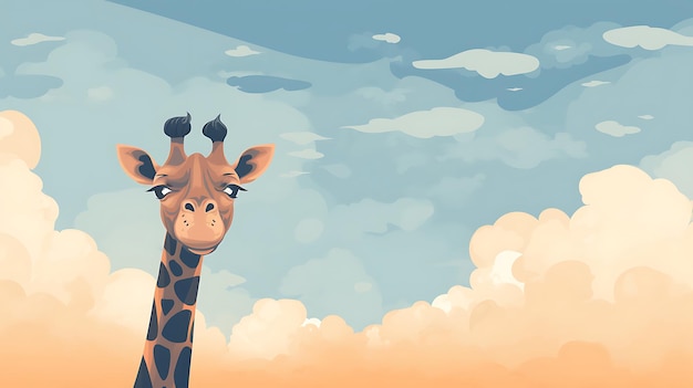 Photo cute pastel cartoon giraffe animal background