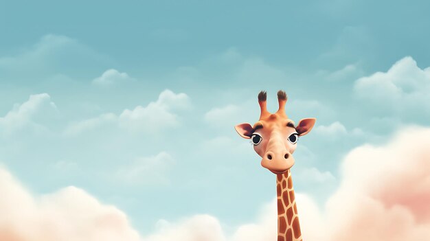 Photo cute pastel cartoon giraffe animal background