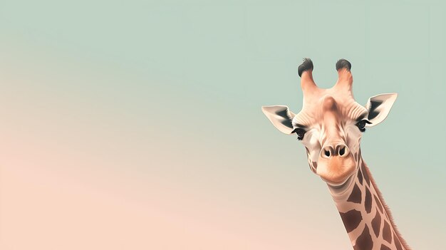 Photo cute pastel cartoon giraffe animal background