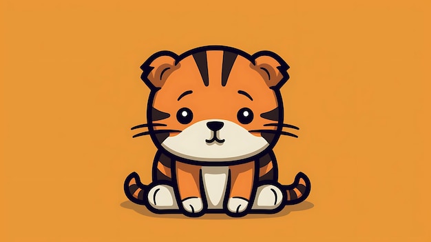 Cute pastel cartoon Tiger Jungle Animal background copy space