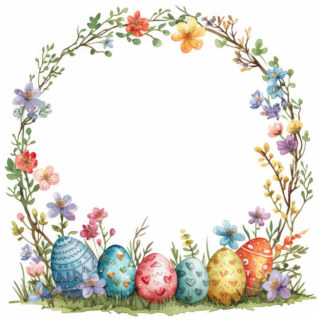 cute pastel colors watercolor easter border isolated