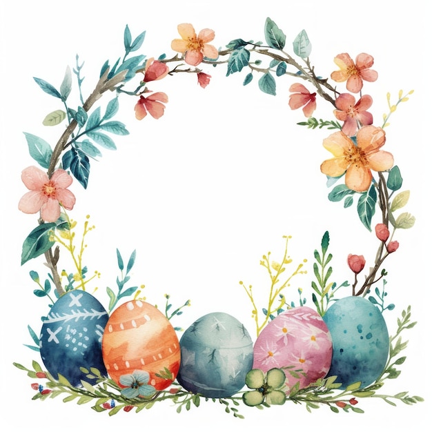 cute pastel colors watercolor easter border isolated