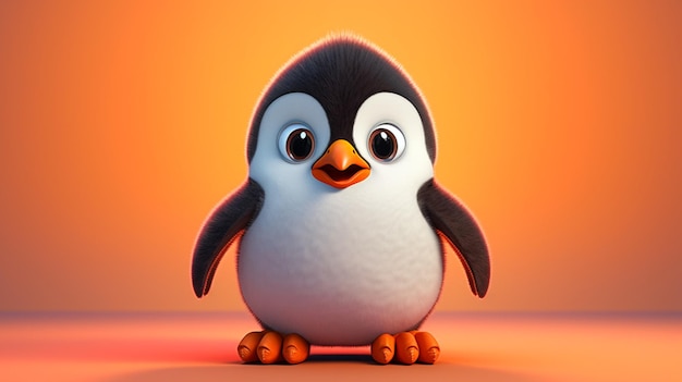 Cute peguin using a binnie and scarf cartoon very simp Generative Ai