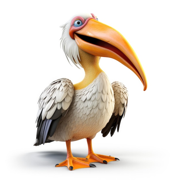 Photo cute pelican cartoon character