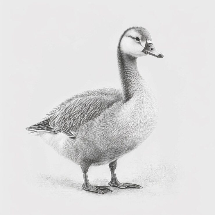 Premium Photo | Cute pencil sketch goose animal draw picture ai generated