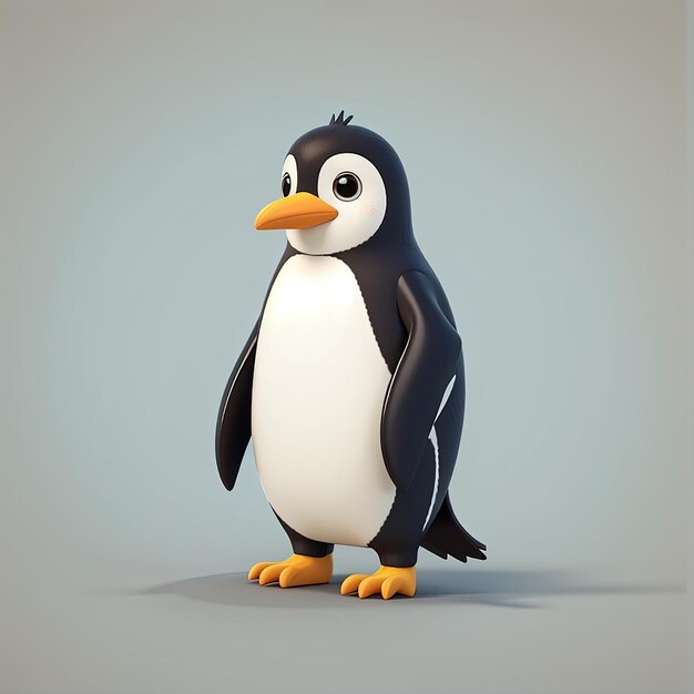 Cute penguin standing cartoon vector icon illustration animal nature icon concept isolated premium