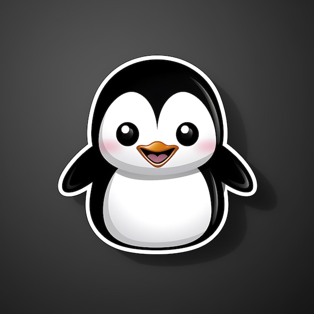 cute penguin sticker illustration on solid background