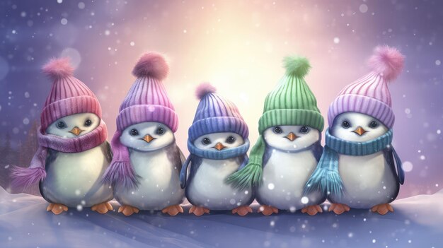 Photo cute penguins vector graphics trending hd wallpaper 8k4k2k wallpaper