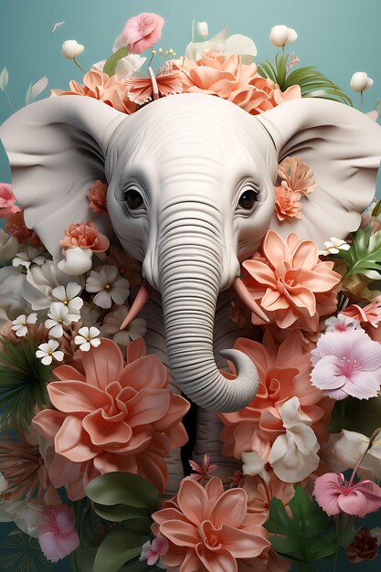 미니멀리즘 동물 그래픽을위한 간단한 예쁜 장식으로 3D 렌더링 된 귀여운 반려동물 초상화 포스터