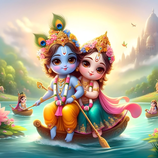 Photo a cute pic of radhe krishna with zula river