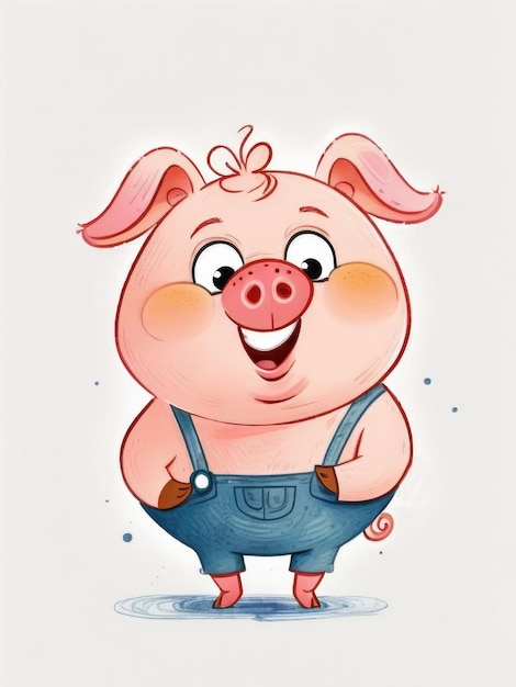 Photo cute pig watercolor illustration