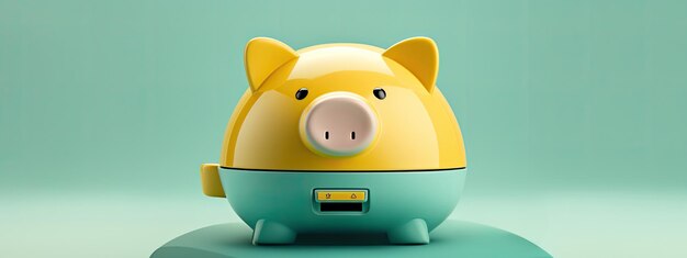 Cute piggy bank in the simply background