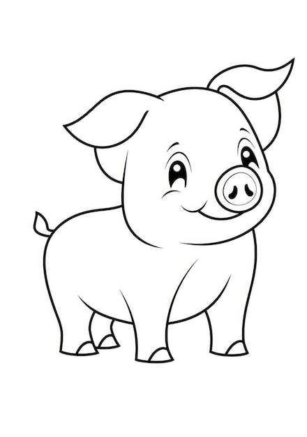 cute piglet coloring page on A4 paper