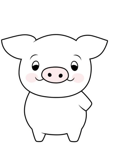 Photo cute piglet coloring page on a4 paper