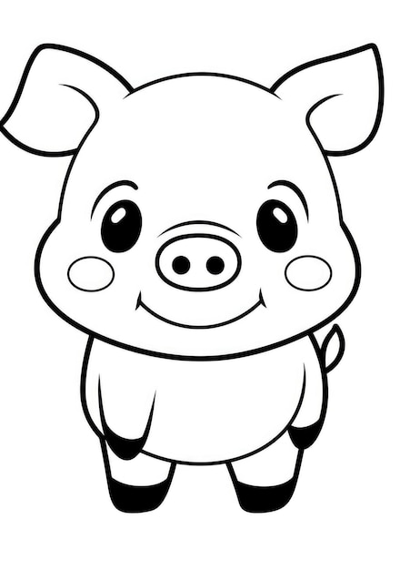 cute piglet coloring page on A4 paper